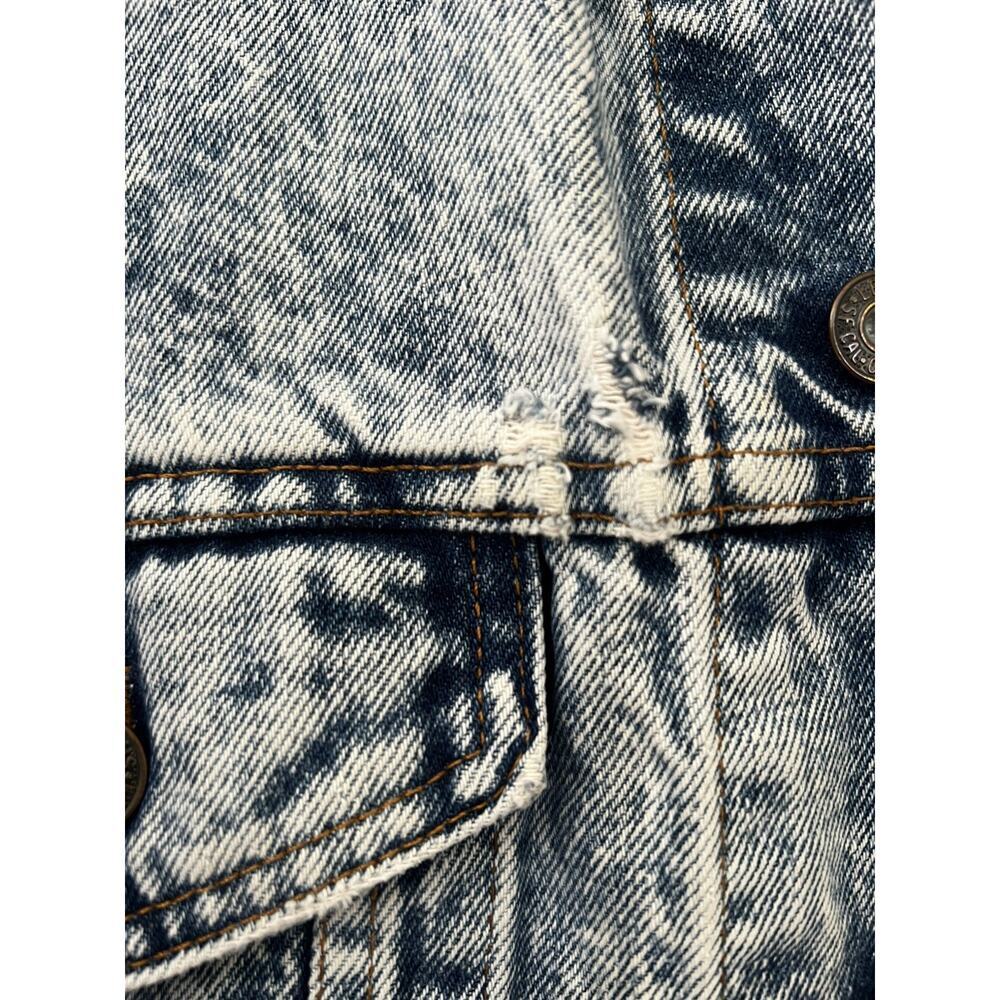 Vintage Levis Jacket Mens large Acid Wash Denim Trucker Made USA 70507 0219 80s - Picture 12 of 12